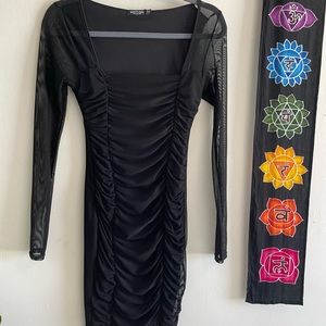 Short black Nasty Gal dress w sheer long sleeves